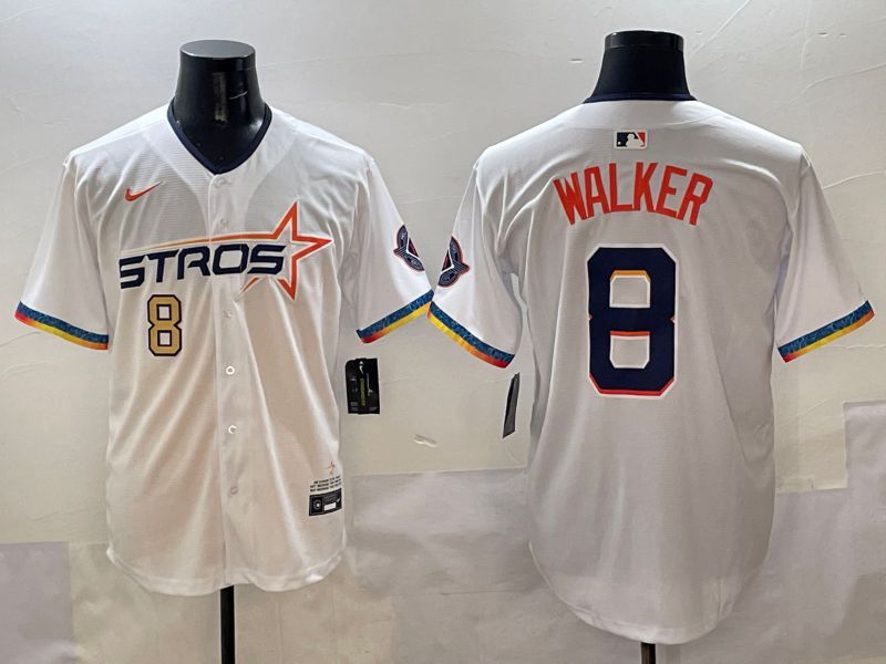 Men Houston Astros #8 Walker White Four generations Joint Name 2025 Nike MLB Jersey style 3